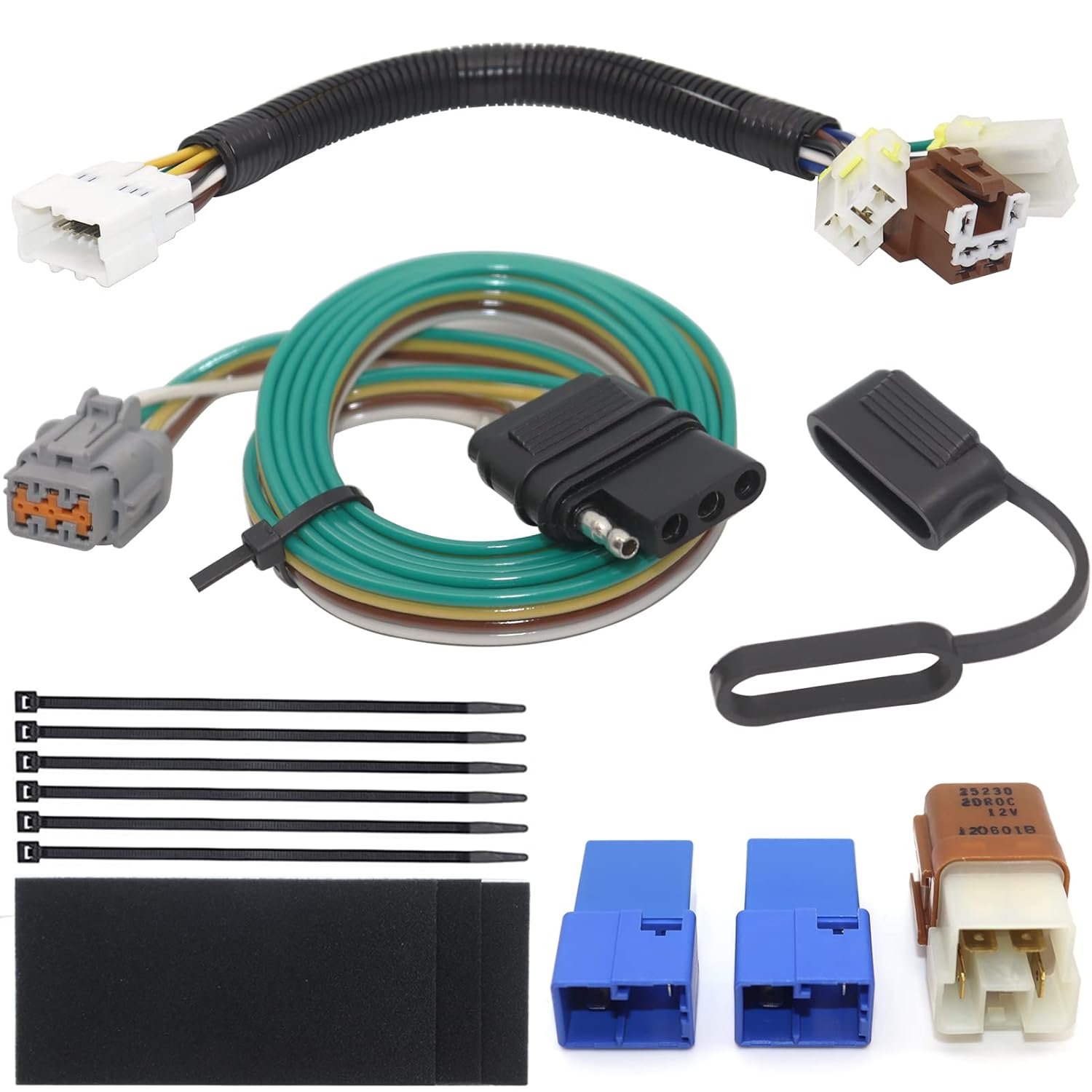 Custom-Fit Vehicle Wiring Harness with 4 Way Flat Trailer Connector, Compatible with Nissan Frontier, Pathfinder, Xterra and Suzuki Equator 4-Way Output
Custom-Fit Vehicle Wiring Harness with 4 Way Flat Trailer Connector, Compatible with Nissan Frontier, Pathfinder, Xterra and Suzuki Equator 4-Way Output