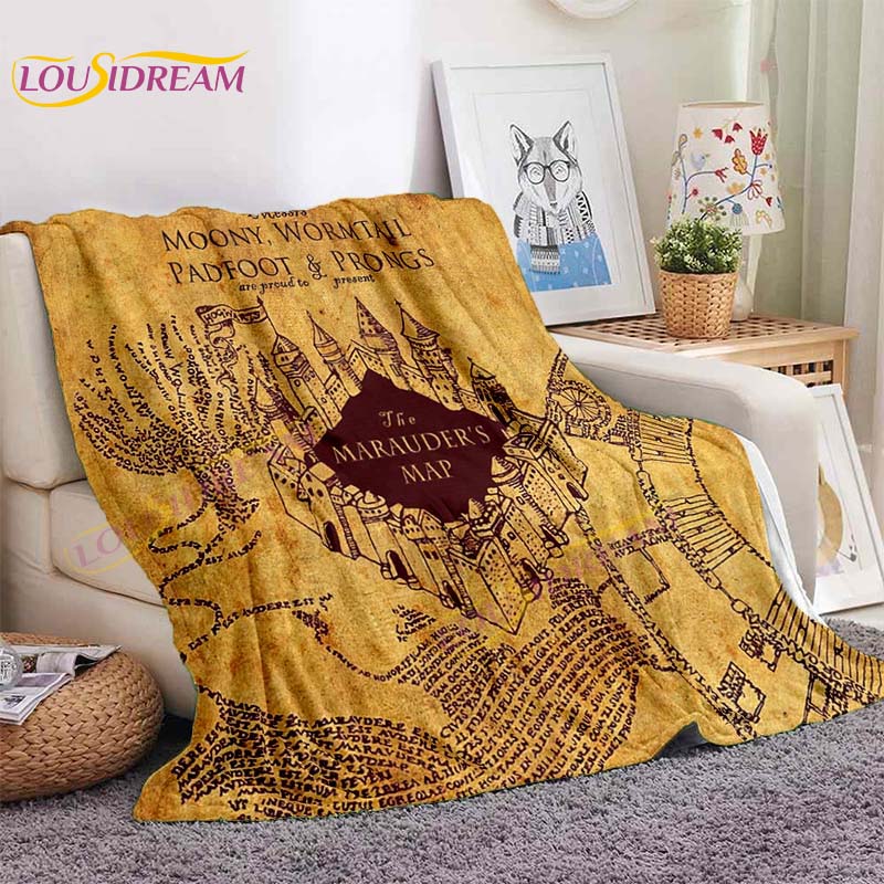 Волшебные принты Гарри Поттер Волшебное одеяло Дети Волшебные одеяла Легкое одеяло Мультфильм Подарок для фанатов Фланелевое плед для спальни Диван