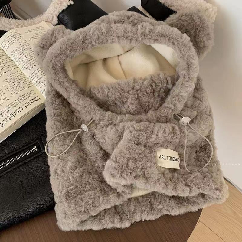 Модная женская зимняя плюшевая шапка с ушками медведя, сохраняющая тепло, шейный платок с капюшоном, шарф, пуловер, утолщенная шапка-нагрудник, маска, комплект для отдыха на открытом воздухе серый
Модная женская зимняя плюшевая шапка с ушками медведя, сохраняющая тепло, шейный платок с капюшоном, шарф, пуловер, утолщенная шапка-нагрудник, маска, комплект для отдыха на открытом воздухе серый