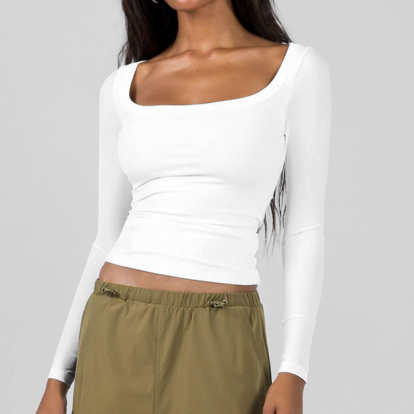 Сексуальный женский топ, трикотажная футболка с резьбой, рубашка с длинным рукавом и U-образным вырезом, базовые облегающие футболки Y2K M
Сексуальный женский топ, трикотажная футболка с резьбой, рубашка с длинным рукавом и U-образным вырезом, базовые облегающие футболки Y2K M