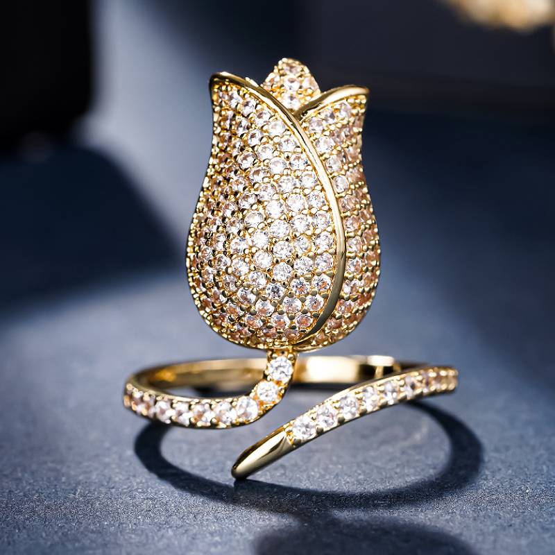 Huitan Sparkling Tulip Shaped Women Opening Ring Full Bright CZ Fashion Party Elegant Wedding Accessories Charming Lady Zircon resizable
Huitan Sparkling Tulip Shaped Women Opening Ring Full Bright CZ Fashion Party Elegant Wedding Accessories Charming Lady Zircon resizable