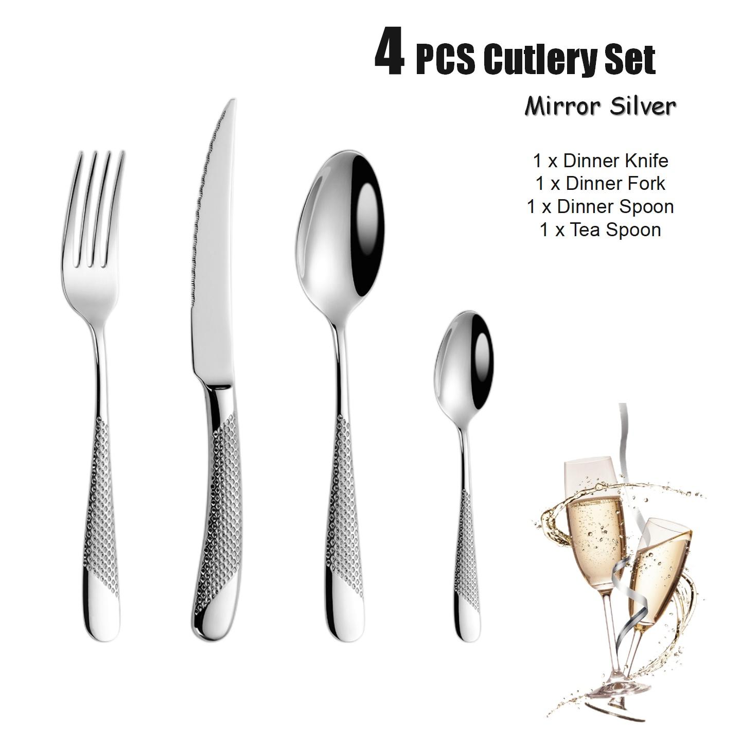 Набор столовых приборов класса люкс с золотым покрытием, 4/8/16/20/24/28 предметов, можно мыть в посудомоечной машине, набор столовых приборов из стали 18/10, серебряный набор столовых приборов с кованой ручкой