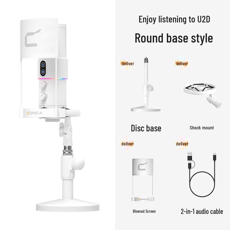 COMICA U2 Microphone: Desktop Condenser Mic for Live Streaming, K Song, Audiobook Dubbing, and Recording.
COMICA U2 Microphone: Desktop Condenser Mic for Live Streaming, K Song, Audiobook Dubbing, and Recording.