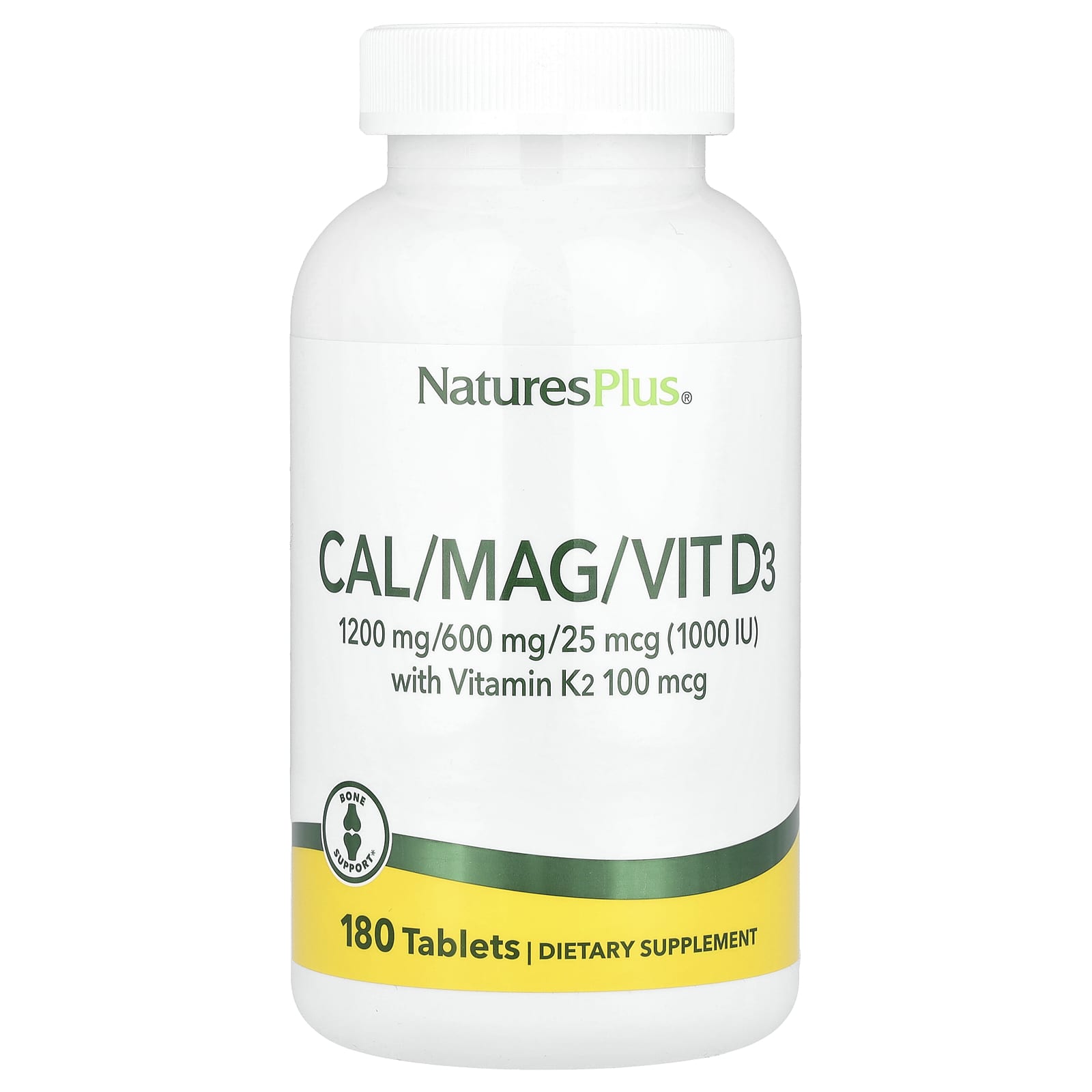NaturesPlus, Calcium/Magnesium/Vitamin D3 containing Vitamin K2, 180 tablets
NaturesPlus, Calcium/Magnesium/Vitamin D3 containing Vitamin K2, 180 tablets