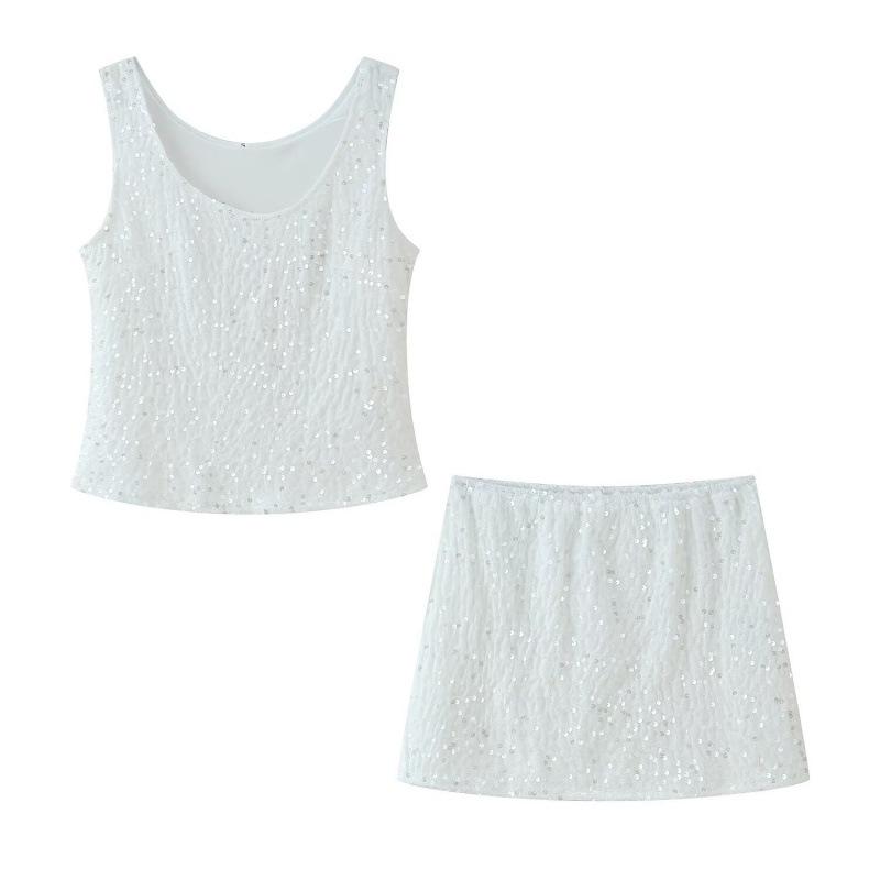 European & American Women s Sequin Camisole Top and High-Waisted Half Skirt Set - Trendy INS Style S білий
European & American Women s Sequin Camisole Top and High-Waisted Half Skirt Set - Trendy INS Style S білий