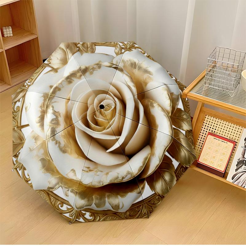 Golden Rose Ornament (2) Theme Automatic Umbrella Compact 8-Rib Design Sturdy Construction Durable Umbrella Stylish Accessory
Golden Rose Ornament (2) Theme Automatic Umbrella Compact 8-Rib Design Sturdy Construction Durable Umbrella Stylish Accessory