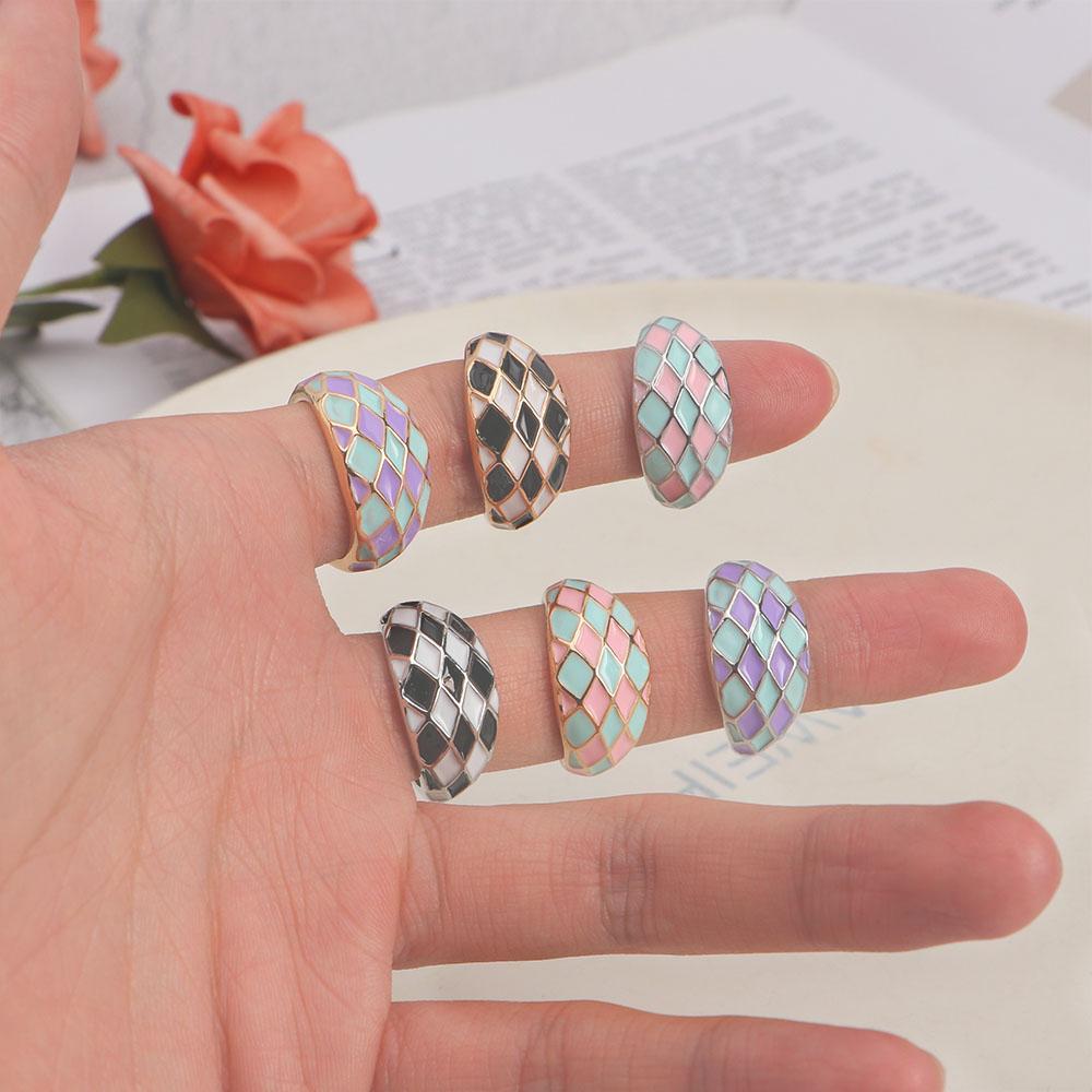Creative Classic Aolly Women Korean Plaid Diamond shape Bread Rings Fashion Jewelry Enamel Rings
Creative Classic Aolly Women Korean Plaid Diamond shape Bread Rings Fashion Jewelry Enamel Rings
