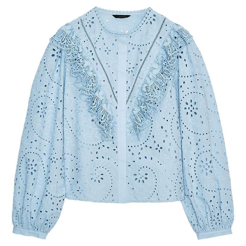 Zaprha 2025 Autumn New Sweet Style Laminated Hollow Embroidered round Neck Long sleeve Shirts Top 8741231 Light Blue L
Zaprha 2025 Autumn New Sweet Style Laminated Hollow Embroidered round Neck Long sleeve Shirts Top 8741231 Light Blue L