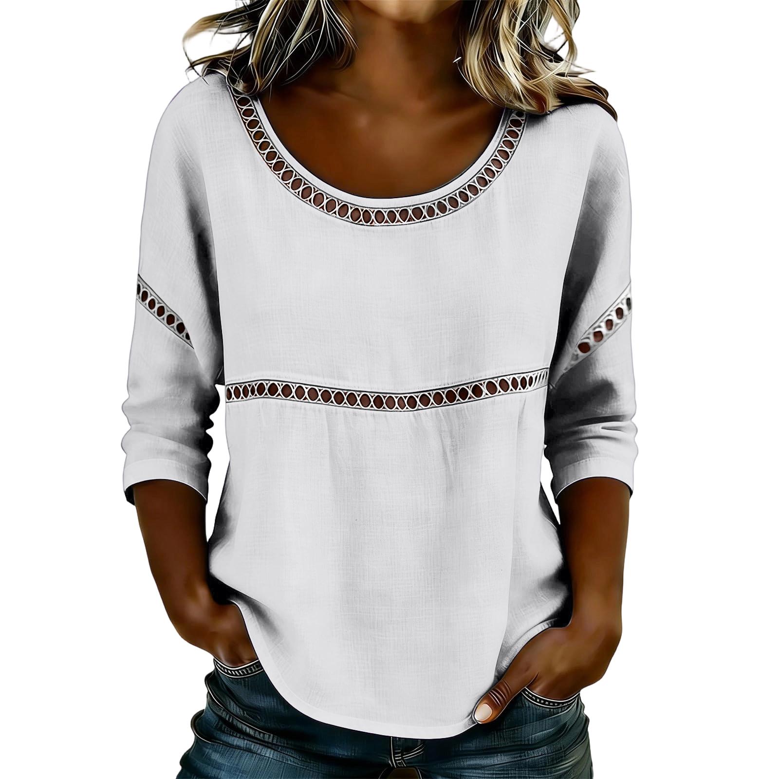 Women’s Casual Loose Fit Blouse with Hollow Out Trim Scoop Neck Three Quarter Sleeve Top for Daily Wear XL білий
Women’s Casual Loose Fit Blouse with Hollow Out Trim Scoop Neck Three Quarter Sleeve Top for Daily Wear XL білий