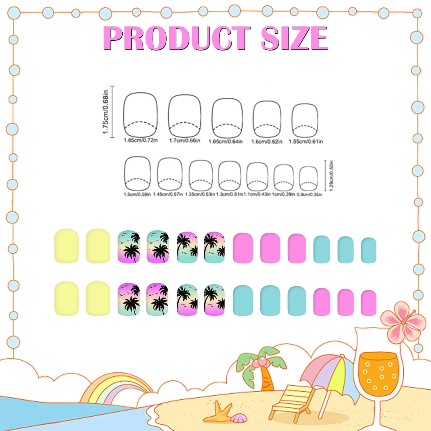 48Pcs Hawaii Beach Series Nails, Summer Short Press on Nails Supplies Vacation Decorations, Bright Colors Beach Press on Summer Tropical Style Decor
48Pcs Hawaii Beach Series Nails, Summer Short Press on Nails Supplies Vacation Decorations, Bright Colors Beach Press on Summer Tropical Style Decor