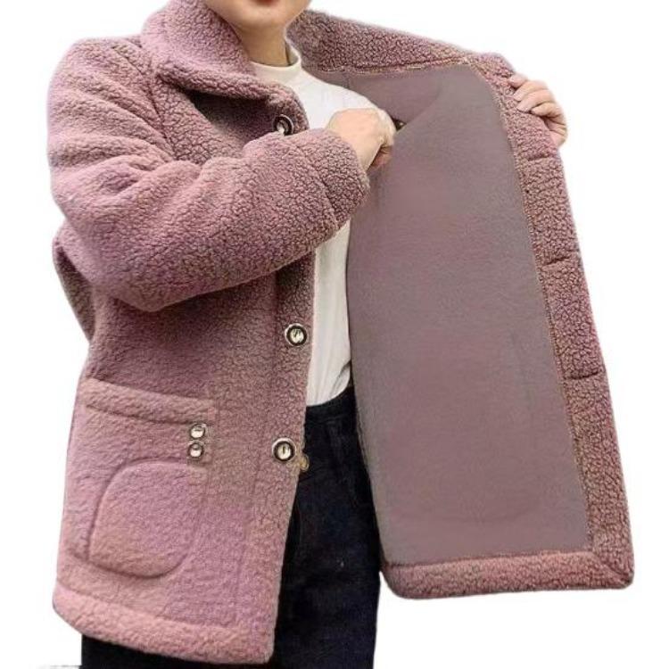 Winter Fleece Jacket Coldproof Thickened Outwear Turn Down Collar Solid Color Long Sleeves with Side Pockets Single Breasted Coat M
Winter Fleece Jacket Coldproof Thickened Outwear Turn Down Collar Solid Color Long Sleeves with Side Pockets Single Breasted Coat M