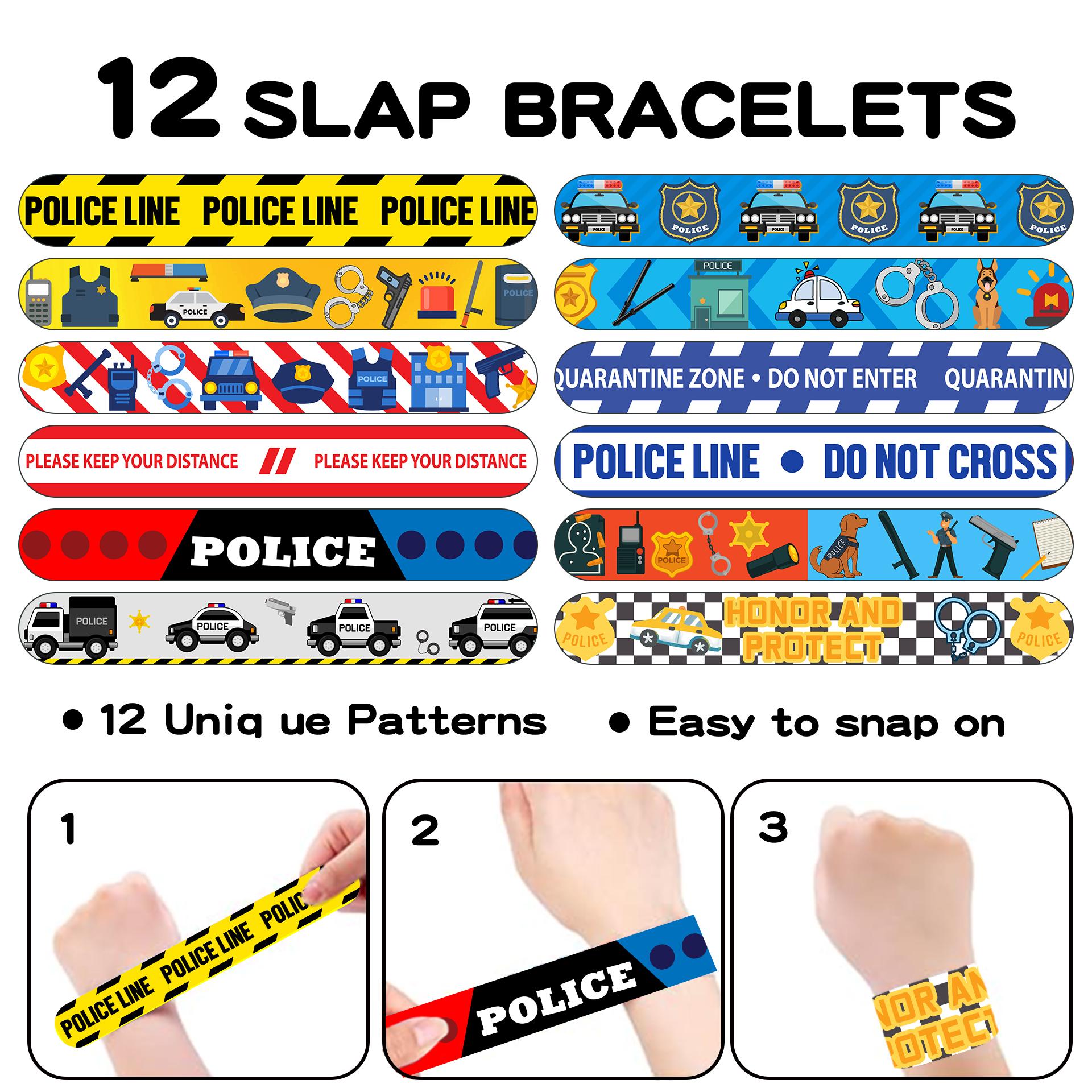 12Pcs Cartoon Vocation Police Theme Police Car Slap Bracelets Toys for Kids Birthday Baby Shower Party Favors School Gifts
12Pcs Cartoon Vocation Police Theme Police Car Slap Bracelets Toys for Kids Birthday Baby Shower Party Favors School Gifts