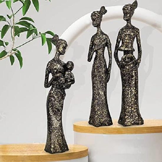 Home Decor African Tribal Women Art Piece, Beautiful Finish Uniquely Hand Crafted - (Set of 3, Black and Golden)
Home Decor African Tribal Women Art Piece, Beautiful Finish Uniquely Hand Crafted - (Set of 3, Black and Golden)