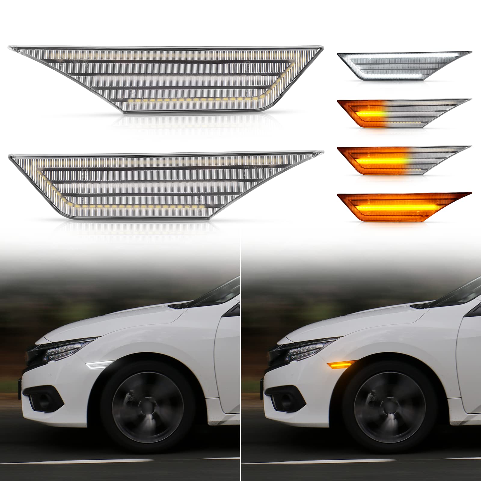 POPMOTORZ Honda Civic Front Fender LED Side Marker Lights with Sequential Side Turn Signals and Dual Color Switching Inspection Honda Civic Coupe
POPMOTORZ Honda Civic Front Fender LED Side Marker Lights with Sequential Side Turn Signals and Dual Color Switching Inspection Honda Civic Coupe