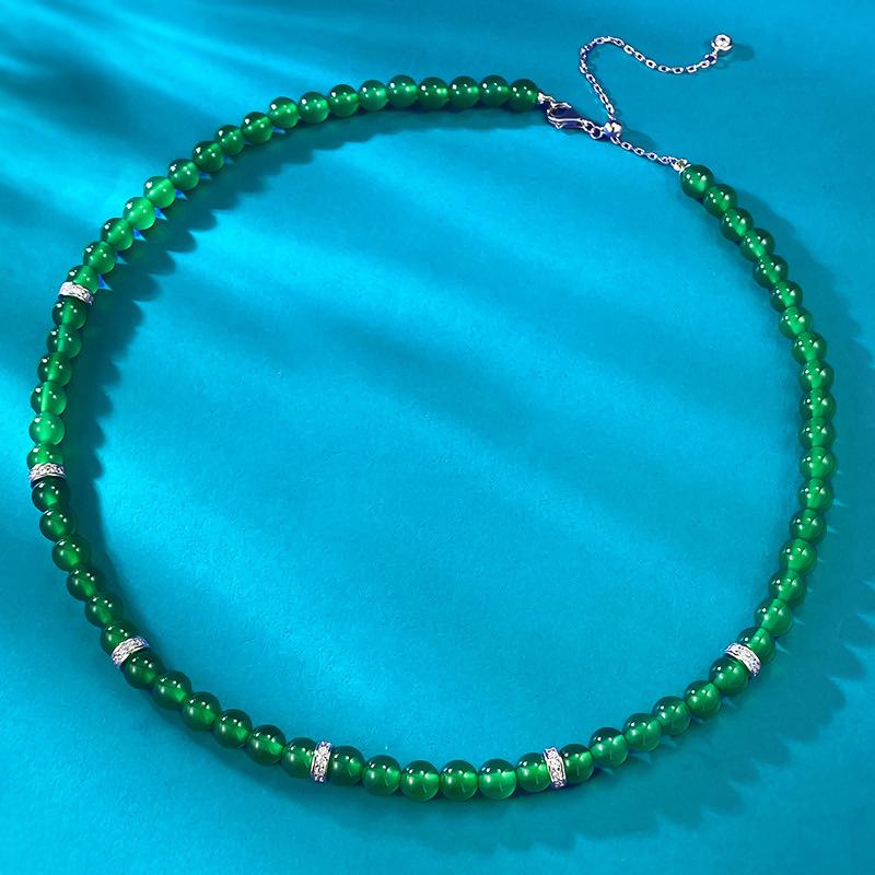 Versatile 6mm Imperial Green Chalcedony Beaded Necklace with Silver-Inlaid Pendant, 40+8 inches 925 Silver
Versatile 6mm Imperial Green Chalcedony Beaded Necklace with Silver-Inlaid Pendant, 40+8 inches 925 Silver