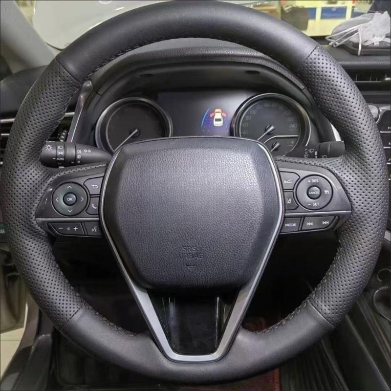 Hand-stitched Black Microfiber Leather Car Steering Wheel Cover For Toyota Camry 2018- Avalon RAV4 Corolla Black Thread
Hand-stitched Black Microfiber Leather Car Steering Wheel Cover For Toyota Camry 2018- Avalon RAV4 Corolla Black Thread