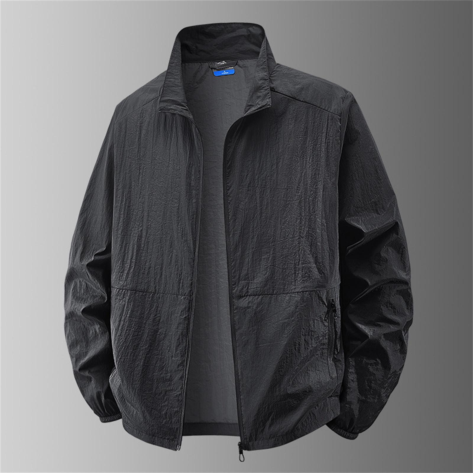 Lightweight Stand Collar Windbreaker Jacket for Men Casual Full Zip Long Sleeve Outerwear with Elastic Cuffs XL
Lightweight Stand Collar Windbreaker Jacket for Men Casual Full Zip Long Sleeve Outerwear with Elastic Cuffs XL