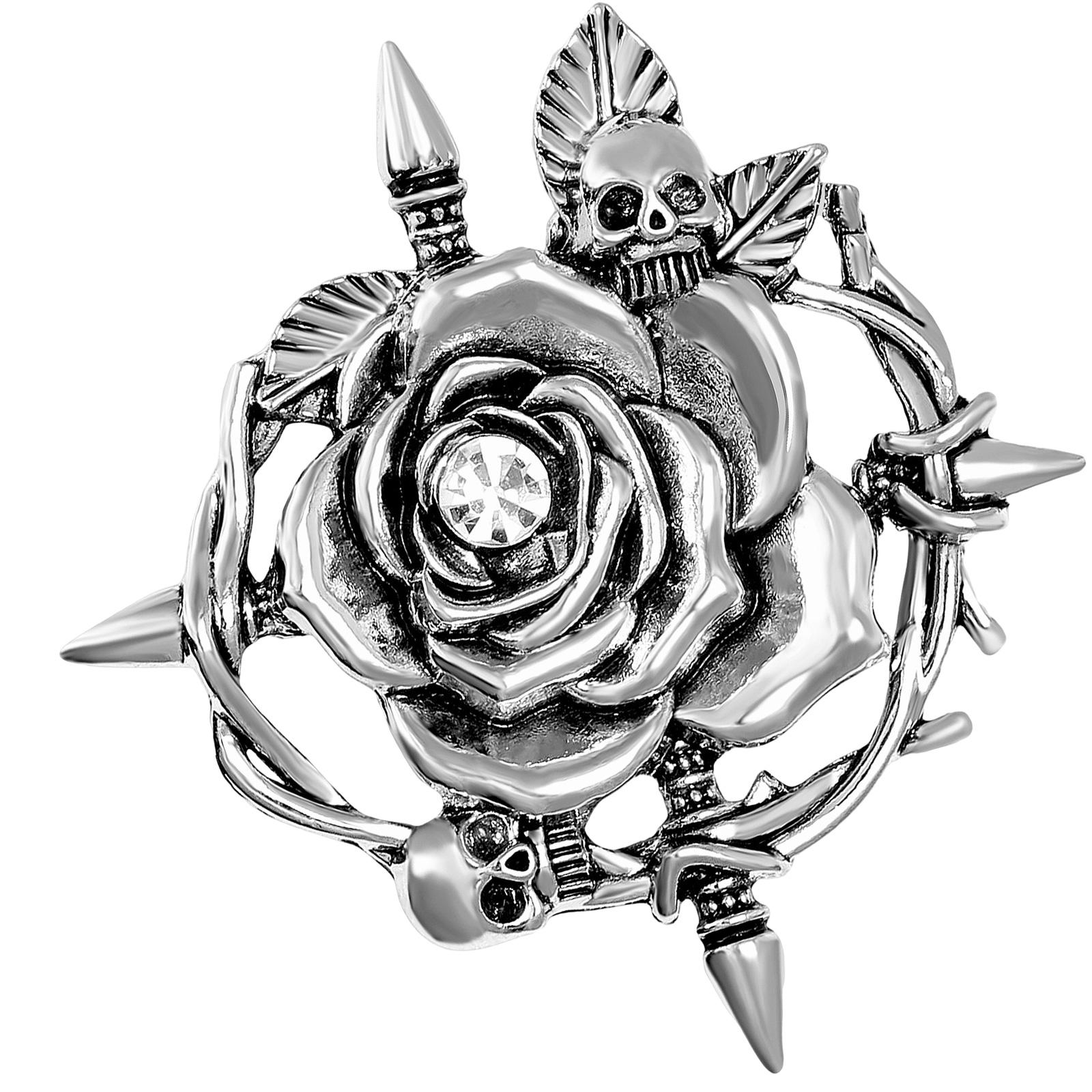 Готическая брошь в виде черепа и розы, элегантный значок-цветок, текстура сплава, подходит для уникальных модных аксессуаров и вечерней одежды серебряный
Готическая брошь в виде черепа и розы, элегантный значок-цветок, текстура сплава, подходит для уникальных модных аксессуаров и вечерней одежды серебряный