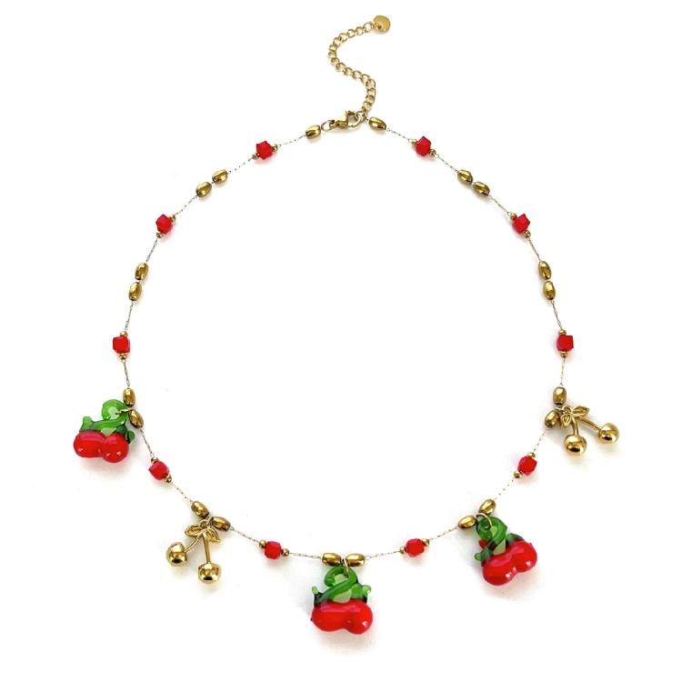 Cheerful Cherry Design Necklace Stainless Steel Resin Fruit Charm Collarbone Chain Jewelry For Women And Teens 1
Cheerful Cherry Design Necklace Stainless Steel Resin Fruit Charm Collarbone Chain Jewelry For Women And Teens 1