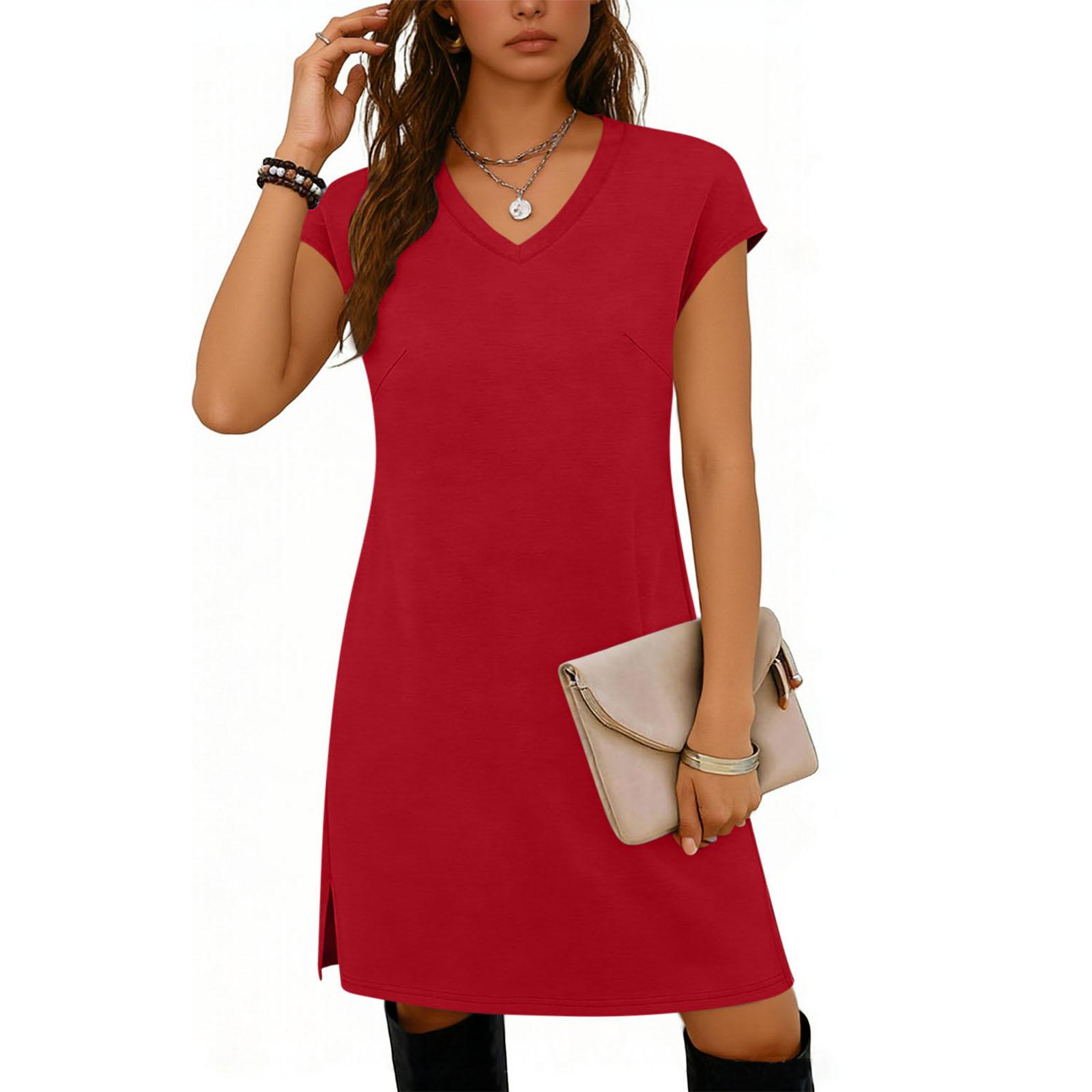 Fashionable Women s V-neck Hem Slit Color Casual Dress XXL червоний
Fashionable Women s V-neck Hem Slit Color Casual Dress XXL червоний
