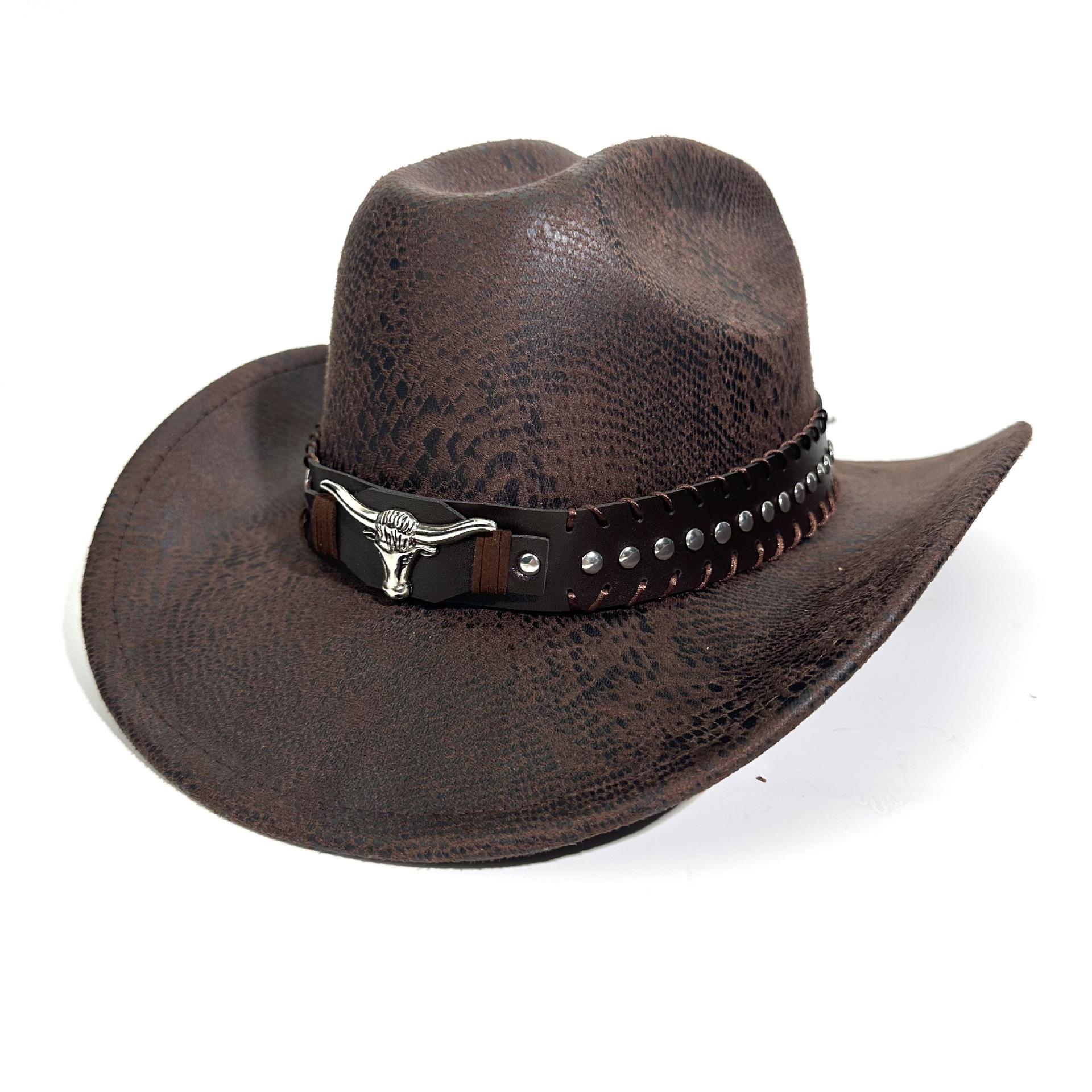 Curled Top Hat Men S And Women S Outdoor Ethnic Style Knight Hat Retro Bull Head Rivet Belt Western Cowboy Hat M(56-58cm) темно-коричневого кольору
Curled Top Hat Men S And Women S Outdoor Ethnic Style Knight Hat Retro Bull Head Rivet Belt Western Cowboy Hat M(56-58cm) темно-коричневого кольору
