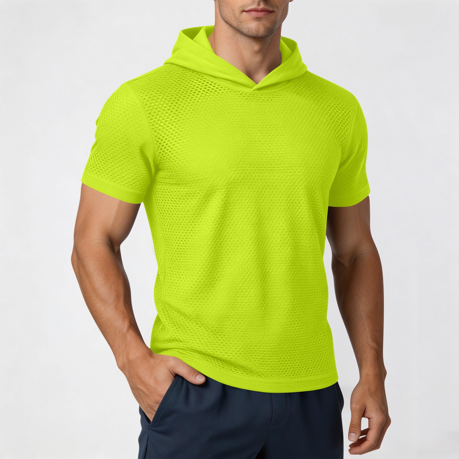 Men s Fashion Solid Color Short Sleeve Hoodie Lightweight Breathable Mesh Fabric Casual Athletic Fitness T-Shirt Top M
Men s Fashion Solid Color Short Sleeve Hoodie Lightweight Breathable Mesh Fabric Casual Athletic Fitness T-Shirt Top M