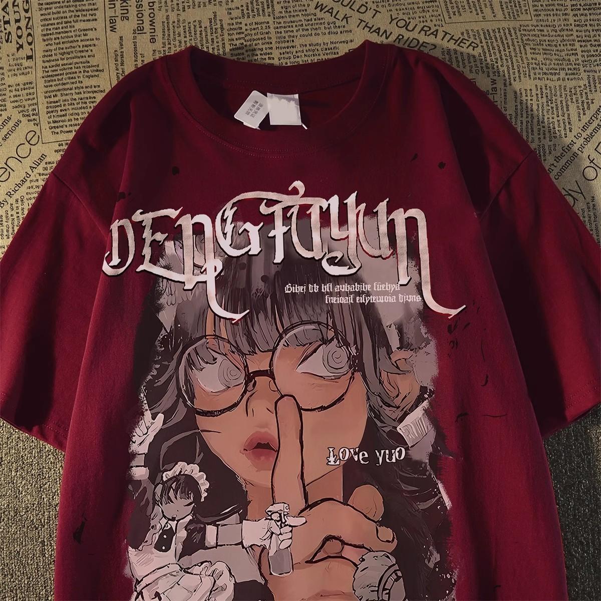 Pure cotton European and American street cartoon printed characters short-sleeved t-shirt men s and women s summer trendy brand loose versatile top 3XL бордовий
Pure cotton European and American street cartoon printed characters short-sleeved t-shirt men s and women s summer trendy brand loose versatile top 3XL бордовий