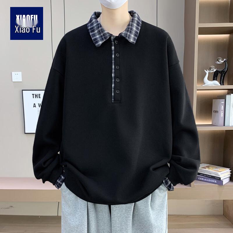Men s Loose Fit Plaid Patchwork Polo Sweatshirt L
Men s Loose Fit Plaid Patchwork Polo Sweatshirt L