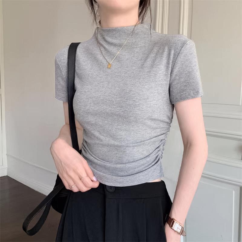 Half High Neck Short Sleeved T-shirt for Women s Summer 2024 New Base Shirt with Slim Fitting Short Student Pleated Top Underneath
Half High Neck Short Sleeved T-shirt for Women s Summer 2024 New Base Shirt with Slim Fitting Short Student Pleated Top Underneath