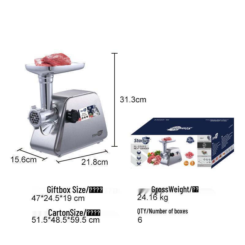 Starlux EU Electric Meat Grinder & Sausage Stuffer - Stainless Steel, Household Mincer EU Spec
Starlux EU Electric Meat Grinder & Sausage Stuffer - Stainless Steel, Household Mincer EU Spec