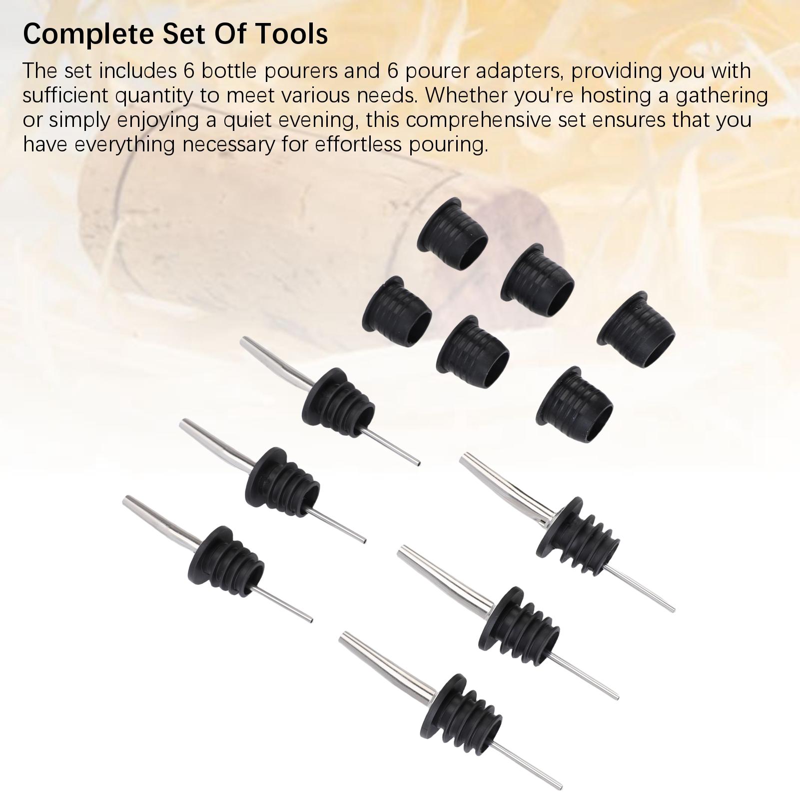 Liquor Pour Spout and Adapter Stainless Steel Silicone 6PCS Neck Bottle Pourers and 6PCS Adapters
Liquor Pour Spout and Adapter Stainless Steel Silicone 6PCS Neck Bottle Pourers and 6PCS Adapters