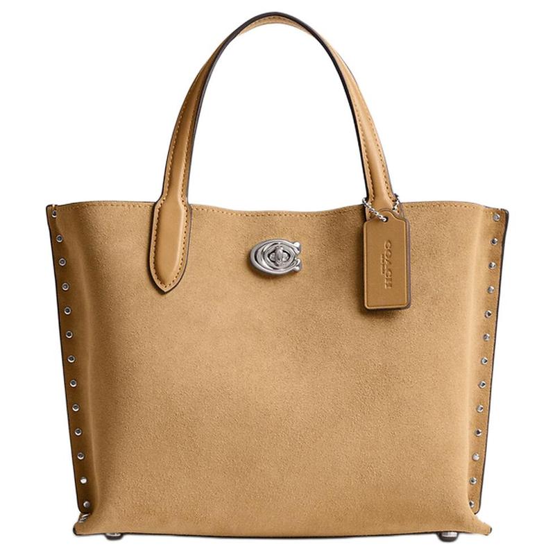 COACH Willow 24 Polished Stud Magnetic Turnlock Suede and Refined Calfskin Shoulder Crossbody Tote Medium Women s Peanut коричневий
COACH Willow 24 Polished Stud Magnetic Turnlock Suede and Refined Calfskin Shoulder Crossbody Tote Medium Women s Peanut коричневий