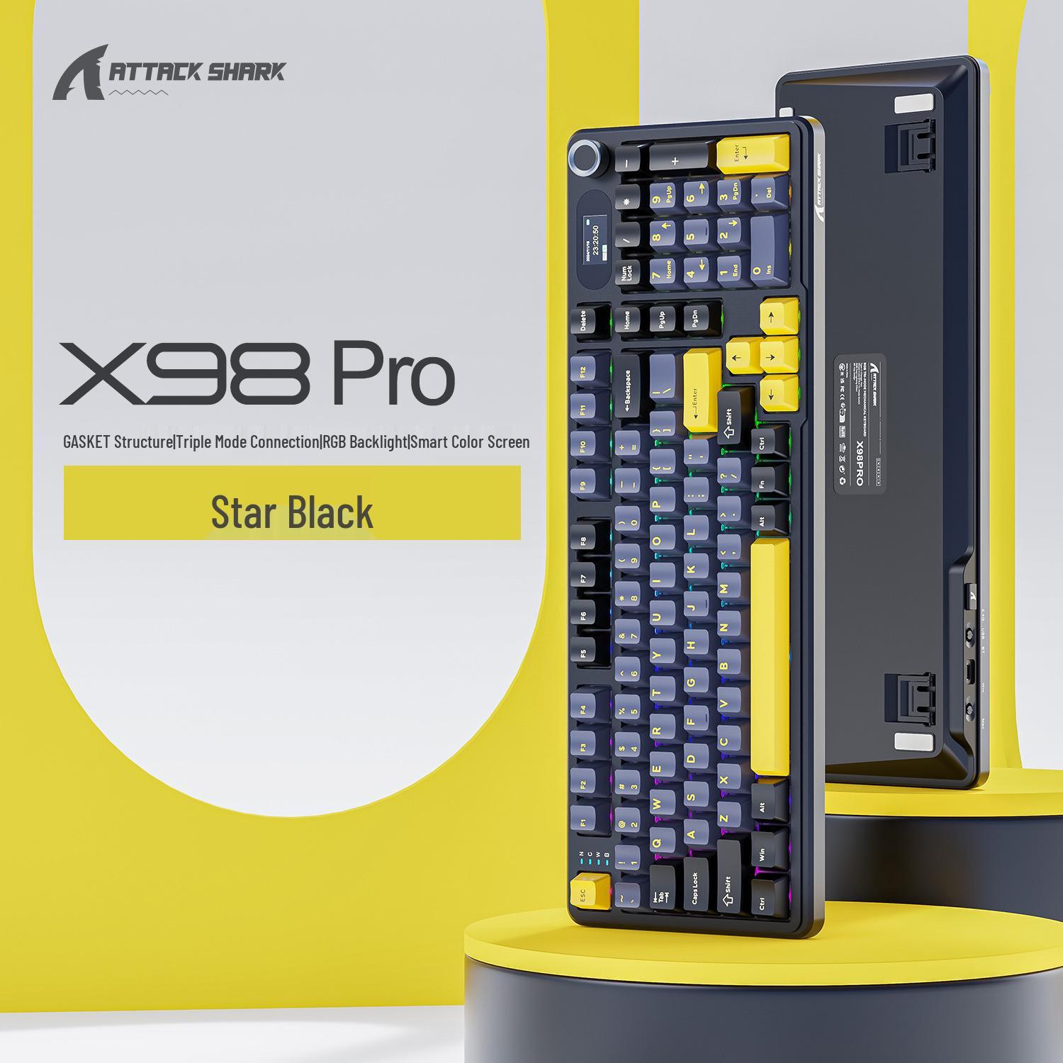 Attack Shark X98Pro Three-Mode RGB Wireless Gaming Keyboard with Side-Engraved Screen
Attack Shark X98Pro Three-Mode RGB Wireless Gaming Keyboard with Side-Engraved Screen
