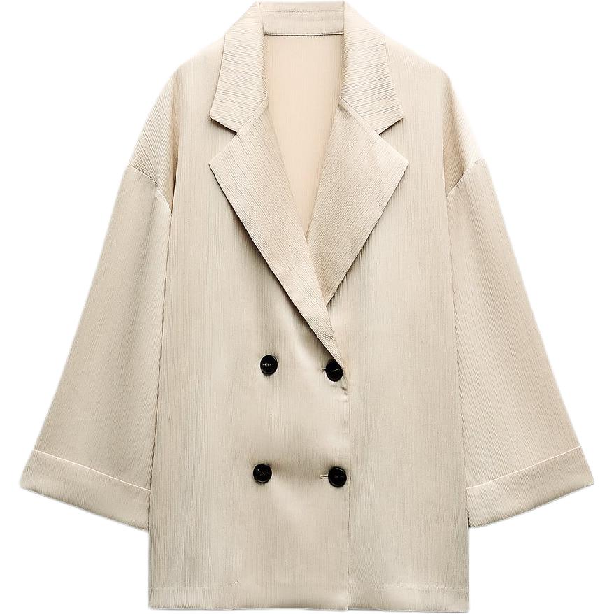 Zara Solid Color Wrinkle Effect Double-Breasted Blazer Women blazer Beige 4387127-711 M
Zara Solid Color Wrinkle Effect Double-Breasted Blazer Women blazer Beige 4387127-711 M