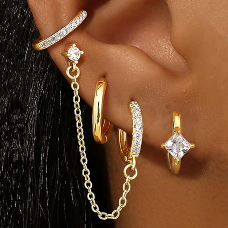 4PC Chain Huggie Earring Set For Women Fashion Flower Tragus Hoop Earrings Bulk Cartilage Piercing Helix Jewelry Lobe Earing Lot
4PC Chain Huggie Earring Set For Women Fashion Flower Tragus Hoop Earrings Bulk Cartilage Piercing Helix Jewelry Lobe Earing Lot
