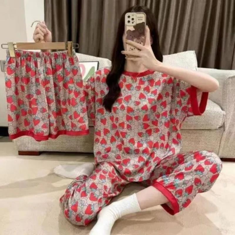 Three Sets of Women s Pajamas Short-Sleeved O-Neck Top Shorts Long Pants Homewear Plus Size Soft Girls Pajamas Breathable XXL(40-75KG)
Three Sets of Women s Pajamas Short-Sleeved O-Neck Top Shorts Long Pants Homewear Plus Size Soft Girls Pajamas Breathable XXL(40-75KG)