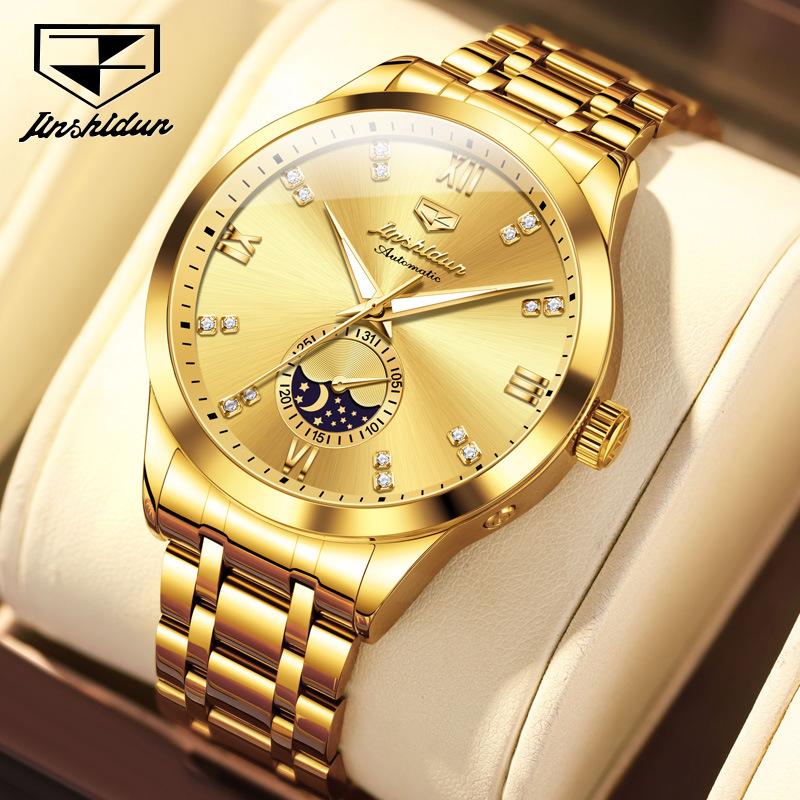 JINSHIDUN Полностью Автоматические Механические Часы Фаза Луны Трехстрелочные Мужские Наручные Часы
JINSHIDUN Полностью Автоматические Механические Часы Фаза Луны Трехстрелочные Мужские Наручные Часы