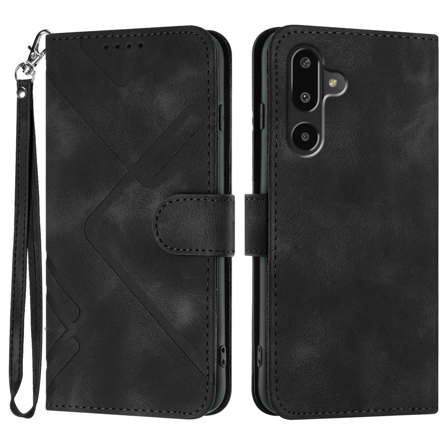 For Samsung Galaxy M16 5G/Galaxy F16 5G Wallet Case Line Imprinted PU Leather Phone Cover with Strap Black
For Samsung Galaxy M16 5G/Galaxy F16 5G Wallet Case Line Imprinted PU Leather Phone Cover with Strap Black