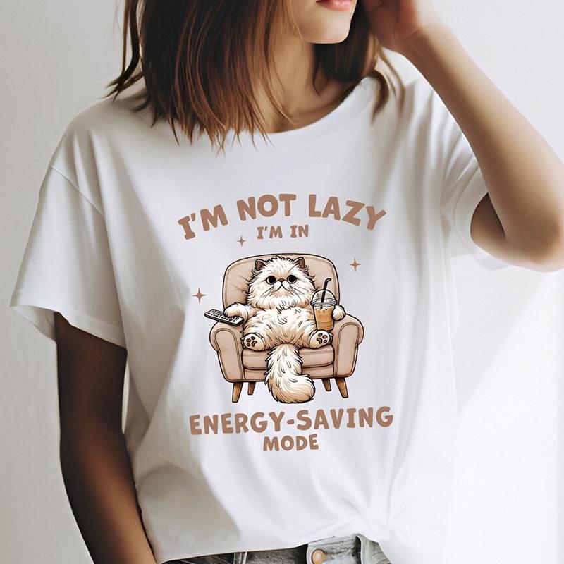 Women s Persian cat letter print T-shirt, soft short sleeves, casual round neck, suitable for lazy everyday wear. XXS
Women s Persian cat letter print T-shirt, soft short sleeves, casual round neck, suitable for lazy everyday wear. XXS