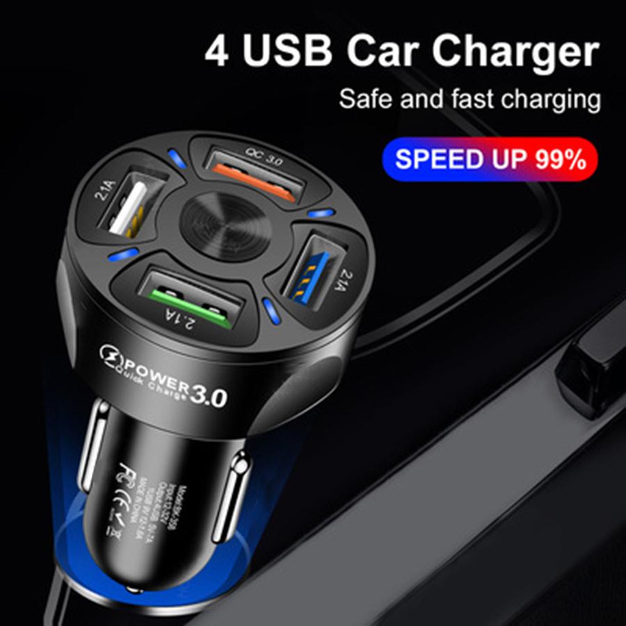 4-port USB car charger with LED Display QC 3.0 for Fast Charging of iOS and Android devices, black color
4-port USB car charger with LED Display QC 3.0 for Fast Charging of iOS and Android devices, black color