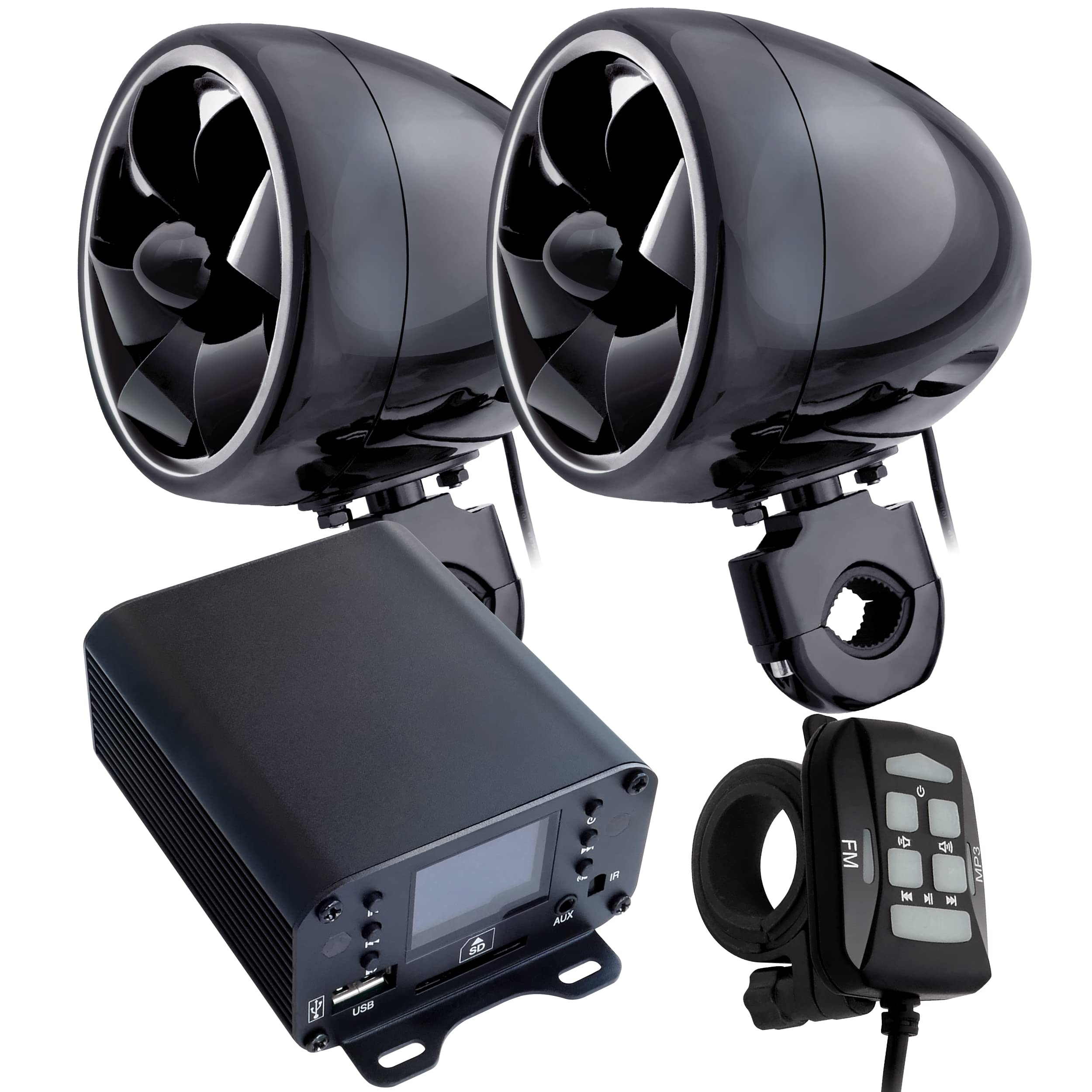 Waterproof Black Motorcycle Audio System with Max 700W Compact Channel USB MP3 Smartphone Harley Majesty Address Forza Big Scooter 4-inch Output, 2.1
Waterproof Black Motorcycle Audio System with Max 700W Compact Channel USB MP3 Smartphone Harley Majesty Address Forza Big Scooter 4-inch Output, 2.1