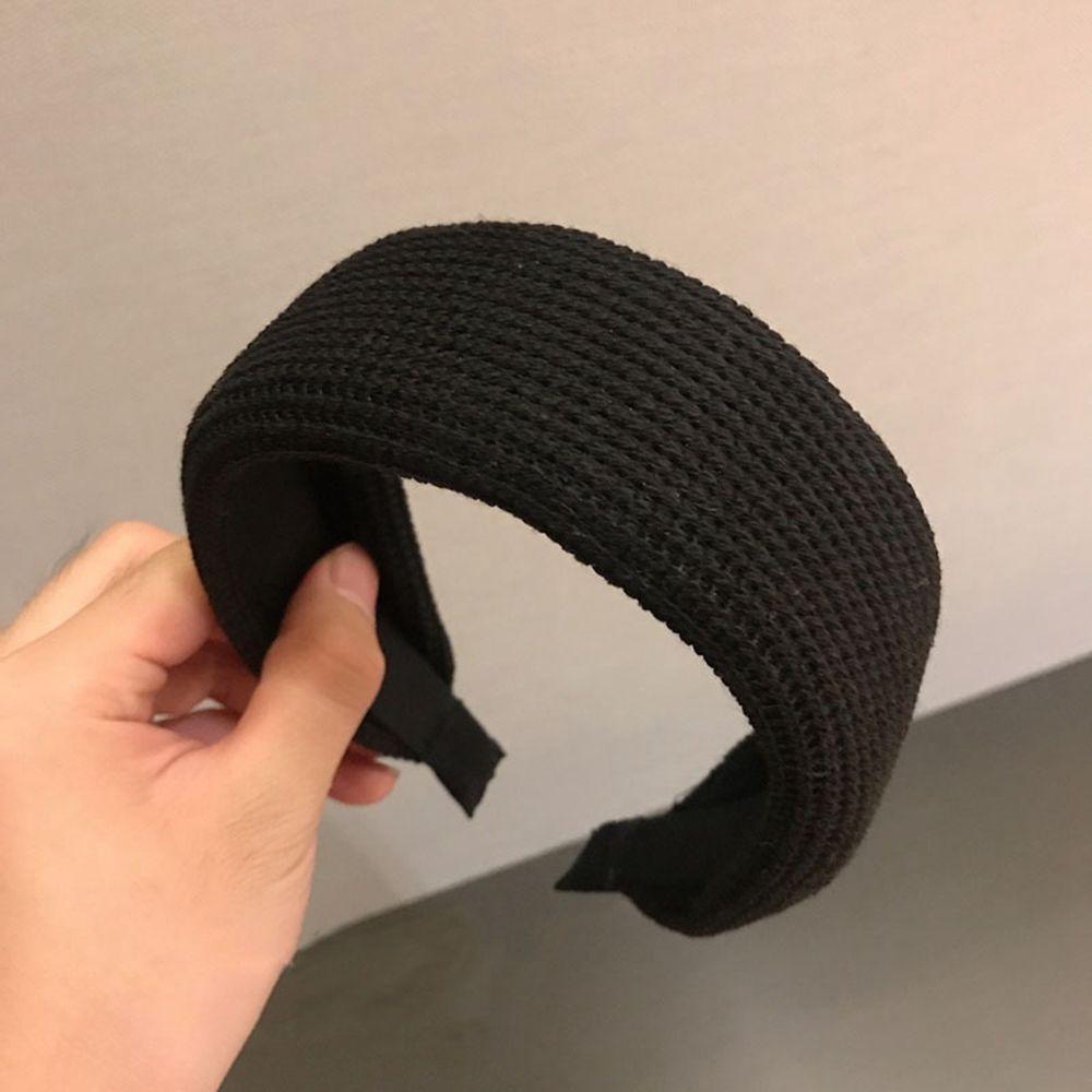 Осень Зима Повязка для волос Женская Повязки для волос Корейский стиль Головной убор Широкий Обруч для волос Вязаная Повязка на голову чёрный