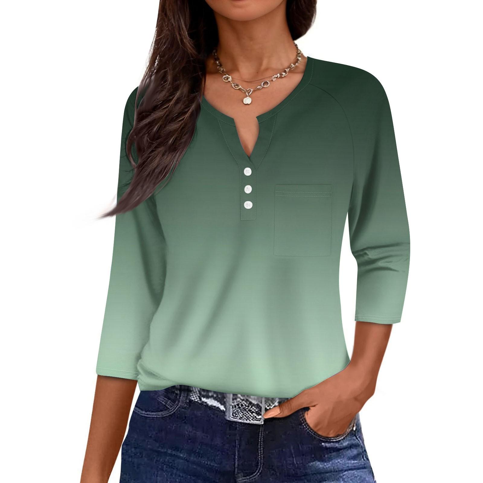 Женская повседневная мода V-образный вырез свободный универсальный градиентный принт рукава три четверти S зелёный
Женская повседневная мода V-образный вырез свободный универсальный градиентный принт рукава три четверти S зелёный