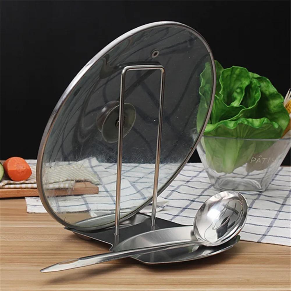 Stainless Steel Pan Pot Cover Stand Silver Color Soup Spoon Holder Drain Rack Stove Organizer Storage Kitchen Accessories срібний
Stainless Steel Pan Pot Cover Stand Silver Color Soup Spoon Holder Drain Rack Stove Organizer Storage Kitchen Accessories срібний
