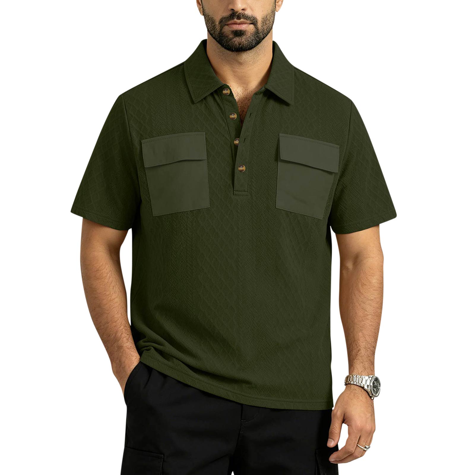 Men s Double-pocket Buttoned Short-sleeved Shirt L армия зеленый
Men s Double-pocket Buttoned Short-sleeved Shirt L армия зеленый