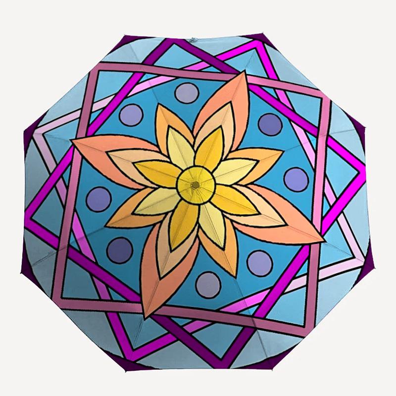 1pc Mandala Design Automatic Folding Umbrella - 8-Rib Iron Frame, Windproof, Portable Sunshade with Plastic Handle for Travel & Outdoor Acti
1pc Mandala Design Automatic Folding Umbrella - 8-Rib Iron Frame, Windproof, Portable Sunshade with Plastic Handle for Travel & Outdoor Acti