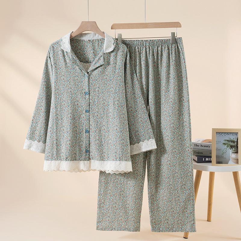 2026 Spring Sweet Mori Floral Cotton Pajamas with Lace Trim Large
2026 Spring Sweet Mori Floral Cotton Pajamas with Lace Trim Large