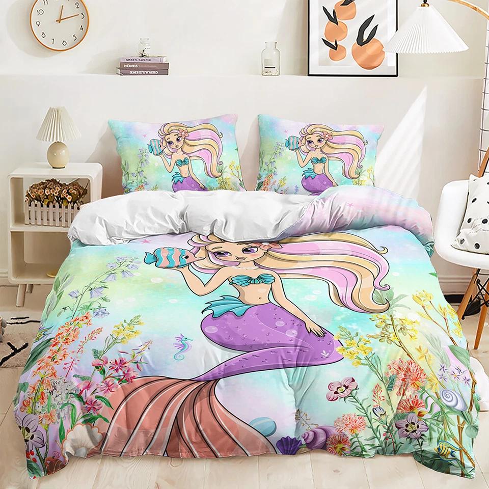 Flower Mermaid Bedding Set Girl Gift Full Size Cartoon Duvet Cover Pillowcase 2/3pc Queen Double King Bedroom Home Decoration Baby 100x135cm
Flower Mermaid Bedding Set Girl Gift Full Size Cartoon Duvet Cover Pillowcase 2/3pc Queen Double King Bedroom Home Decoration Baby 100x135cm