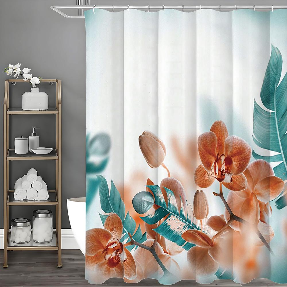 Сине-зеленая и оранжевая цветочная шторка для душа с листьями орхидеи, декоративная шторка для душа для ванной комнаты, водонепроницаемая шторка для душа с крючками 90*180cm
Сине-зеленая и оранжевая цветочная шторка для душа с листьями орхидеи, декоративная шторка для душа для ванной комнаты, водонепроницаемая шторка для душа с крючками 90*180cm