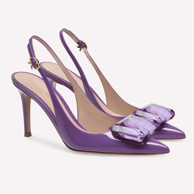 New summer gem high-heeled sandals thin heel pointed head bag head one-word buckle high-heeled shoes fashionable 34
New summer gem high-heeled sandals thin heel pointed head bag head one-word buckle high-heeled shoes fashionable 34